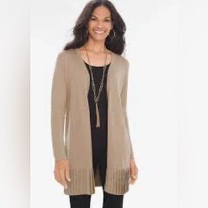 CHICO’S Open Front Cardigan Tan/Gold - Size 2 Large
